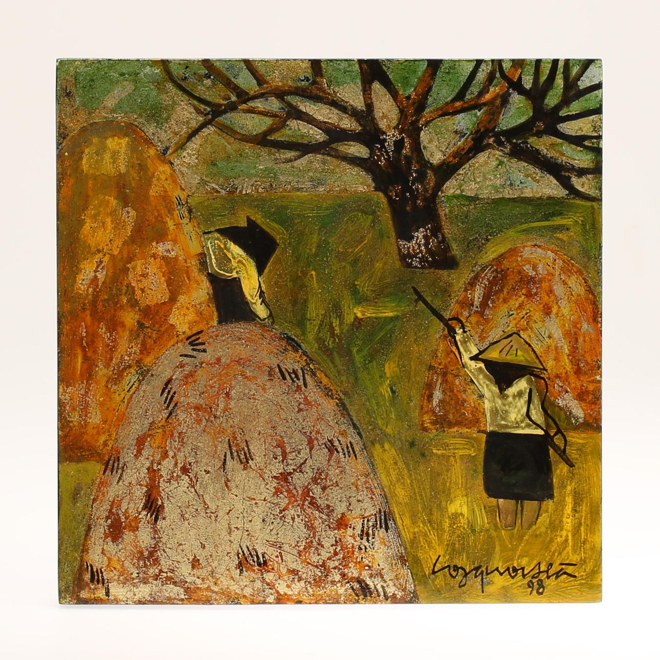 CONG QUOC HA, lacquer work on Board, signed -98.