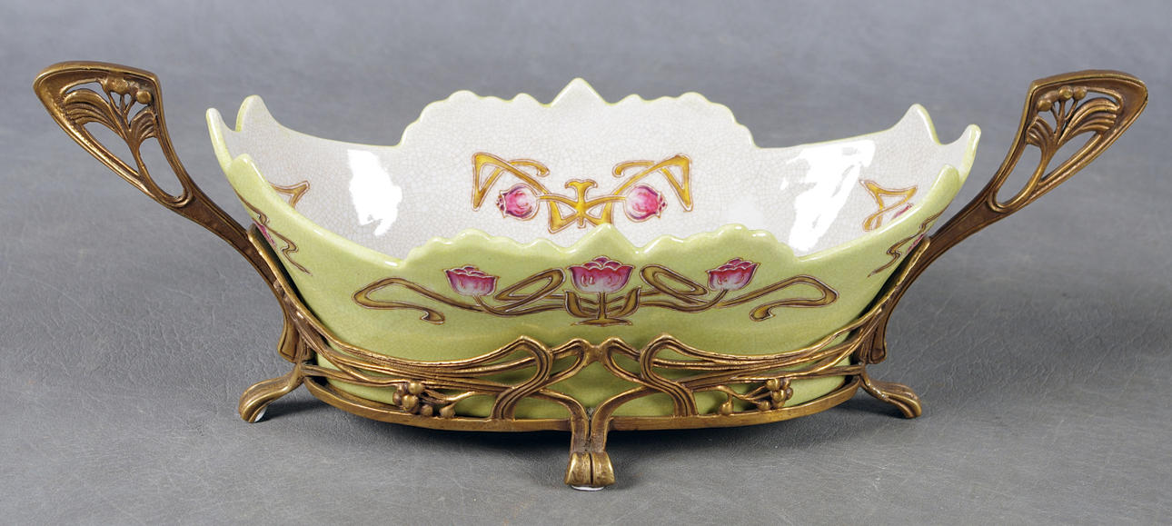 JARDINJÄR, brons, porslin, jugend-stil.