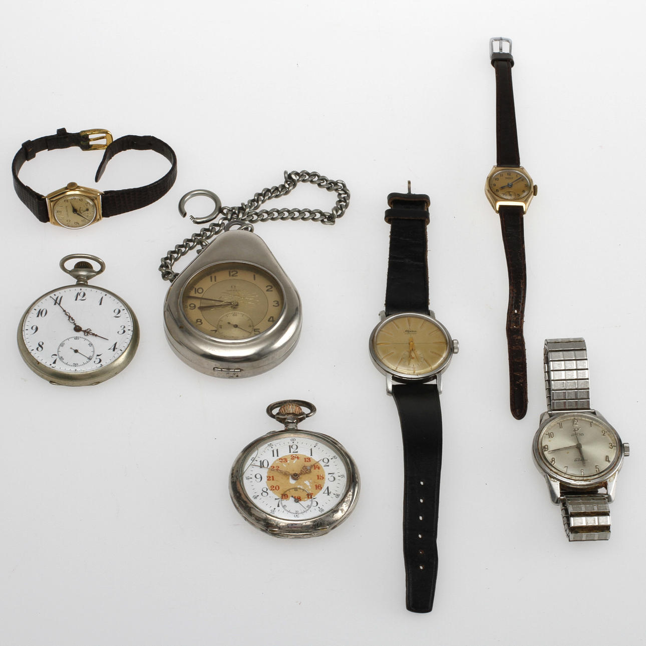 WRIST WATCH and POCKET WATCH, 7 pcs.