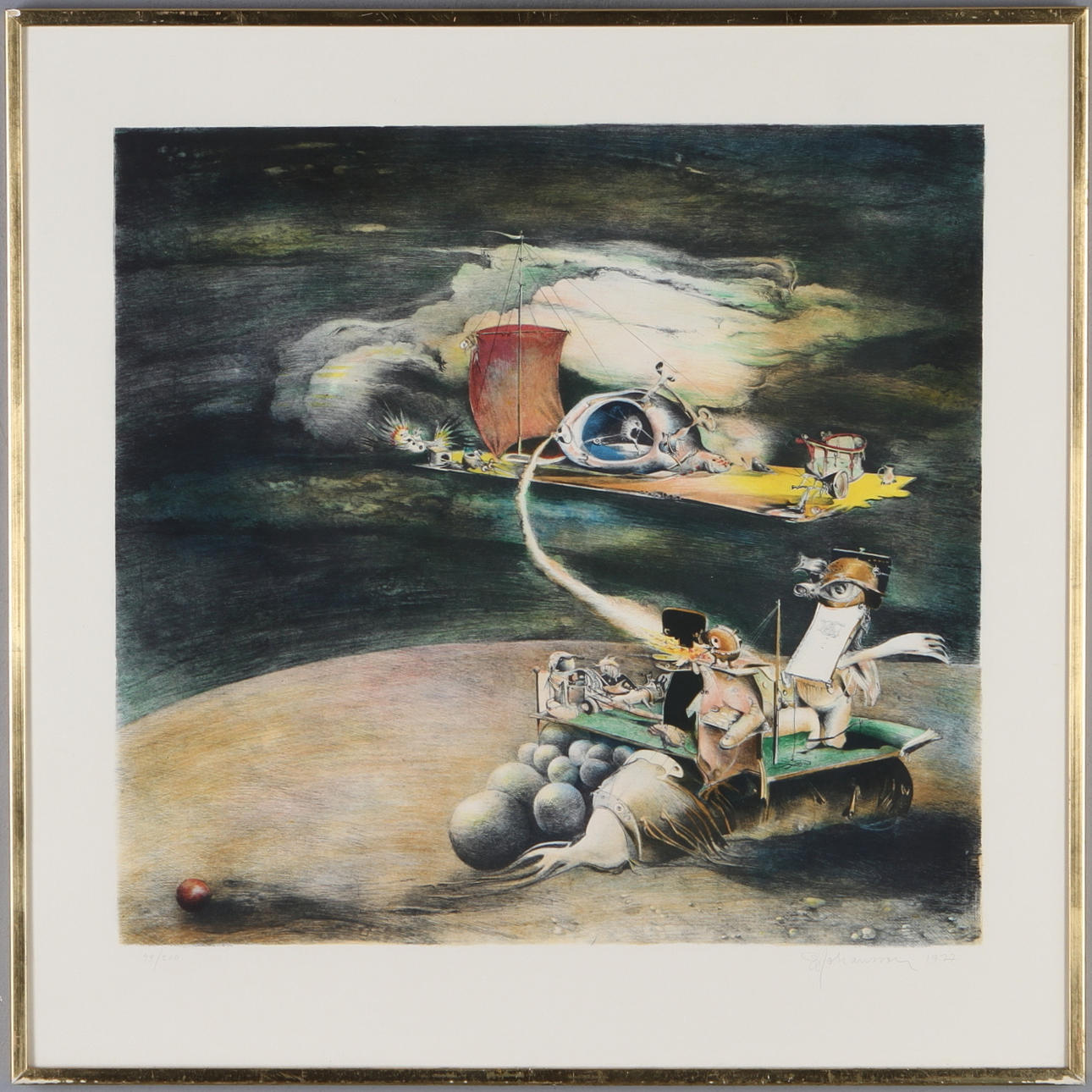 SVEN-ERIK JOHANSSON. Komposition, litografi, signerad, daterad 1977 samt numrerad 44/210.