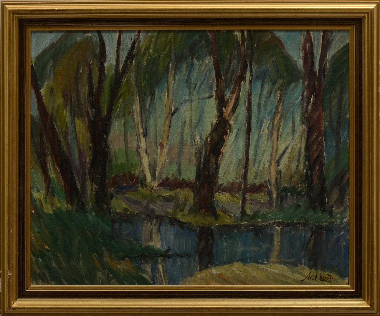 AXEL LIND. Olja på pannå, signerad.