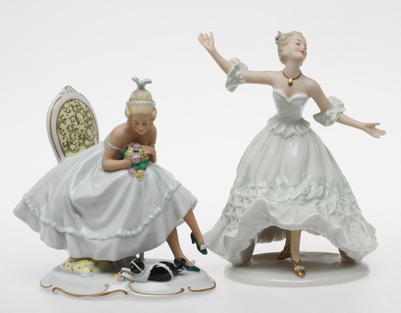 FIGURINER, 2 st, Wallendorf och Schaubach Kunst, Tyskland, 1900-tal.