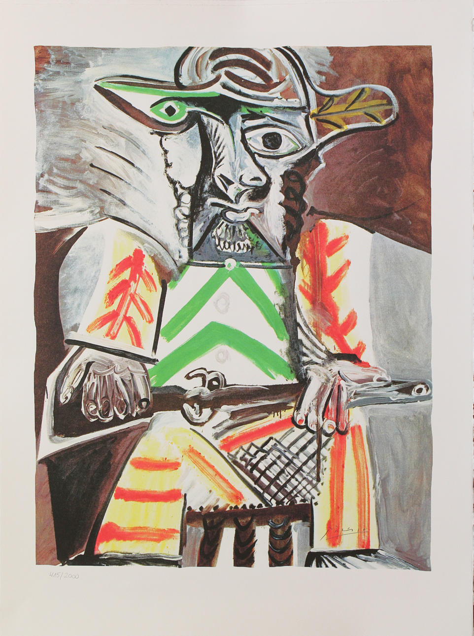 PABLO PICASSO. EFTER. Ansikte. Litografiskt tryck. Signerad Picasso i trycket. 415/2000.