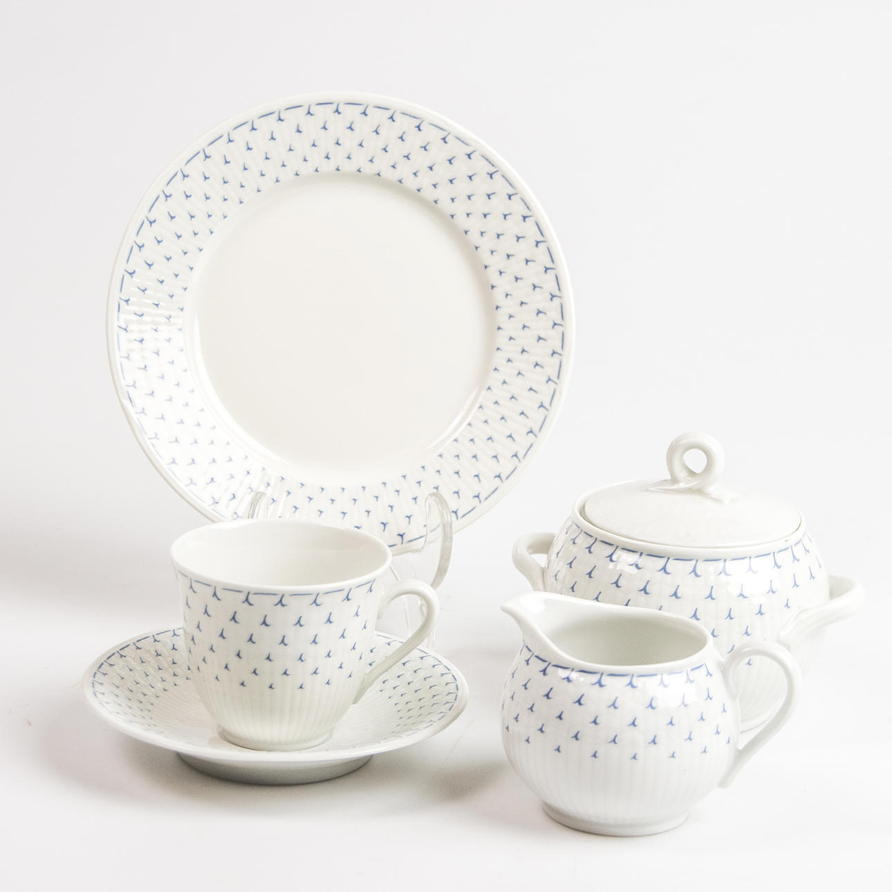 KAFFESET, 36 stk., "Blå Vinge", Louise Adelborg, Rörstrand.