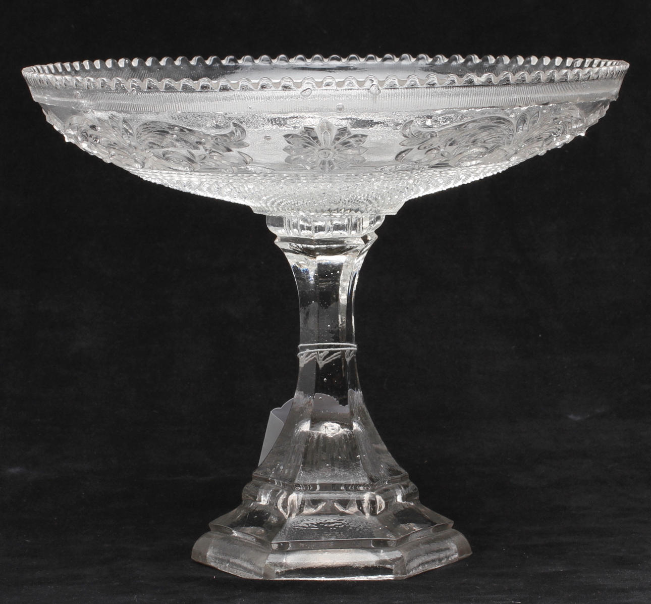 SKÅL PÅ FOT, pressglas, 1800/1900-tal.