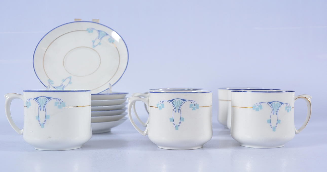 KAFFESERVIS, 14 delar, porslin, Jugend.
