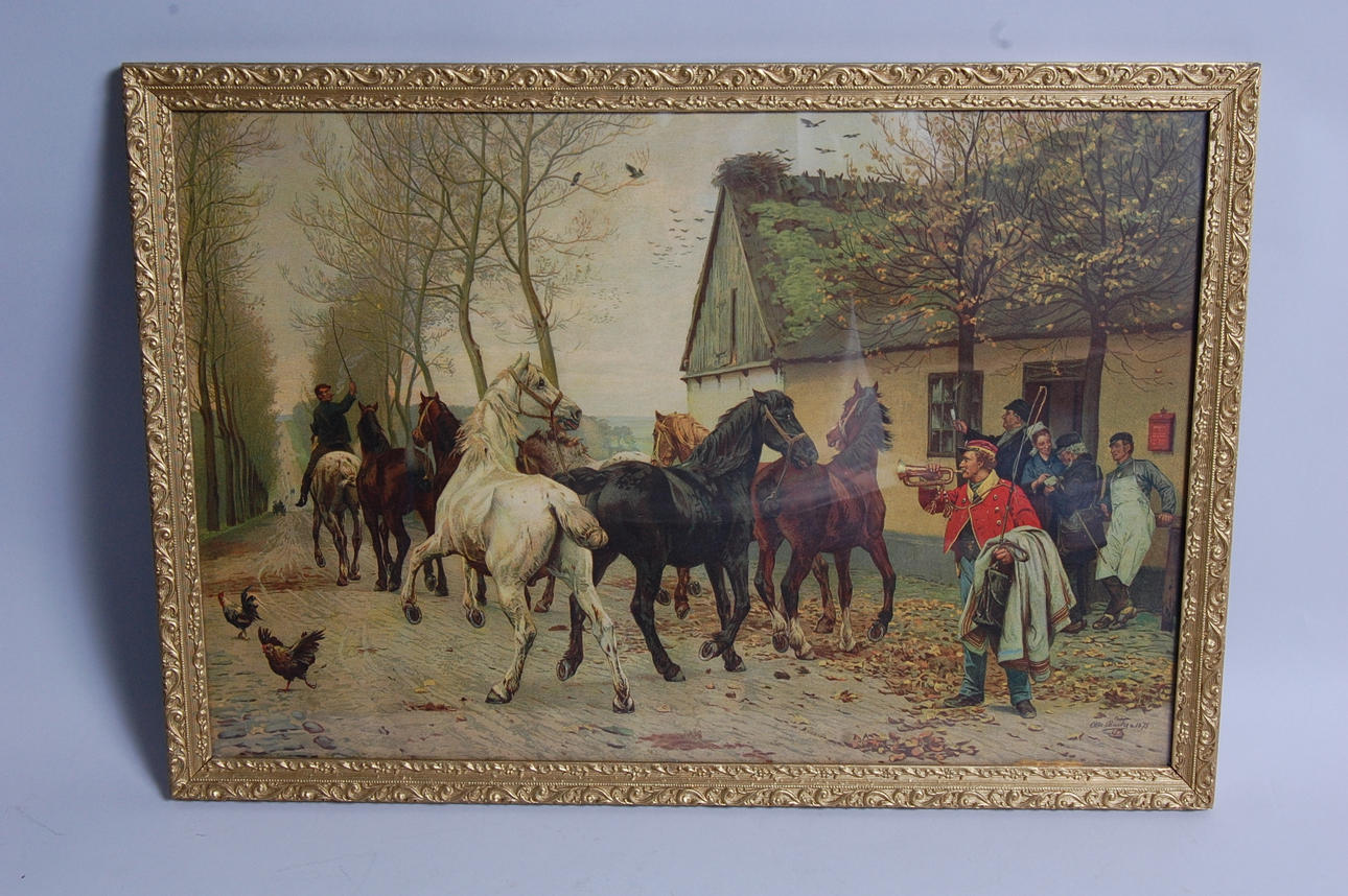 OTTO BACHE. EFTER. tryck, " Hästar utanför Lindenborgs krog ".