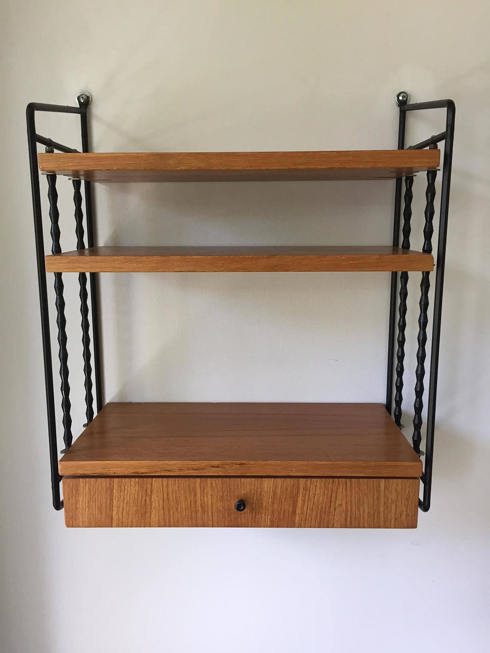 WALL SHELVES 2 pcs, string model, partially labeled Abos Vaggeryd and MIRROR unlabeled.