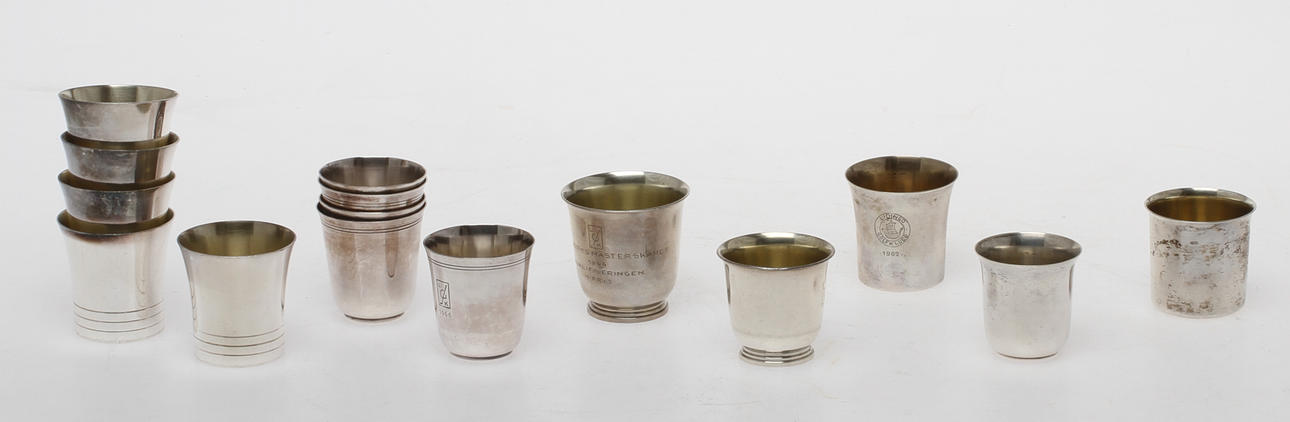 PRISPOKALER, 15 st, silver, 1900-tal.