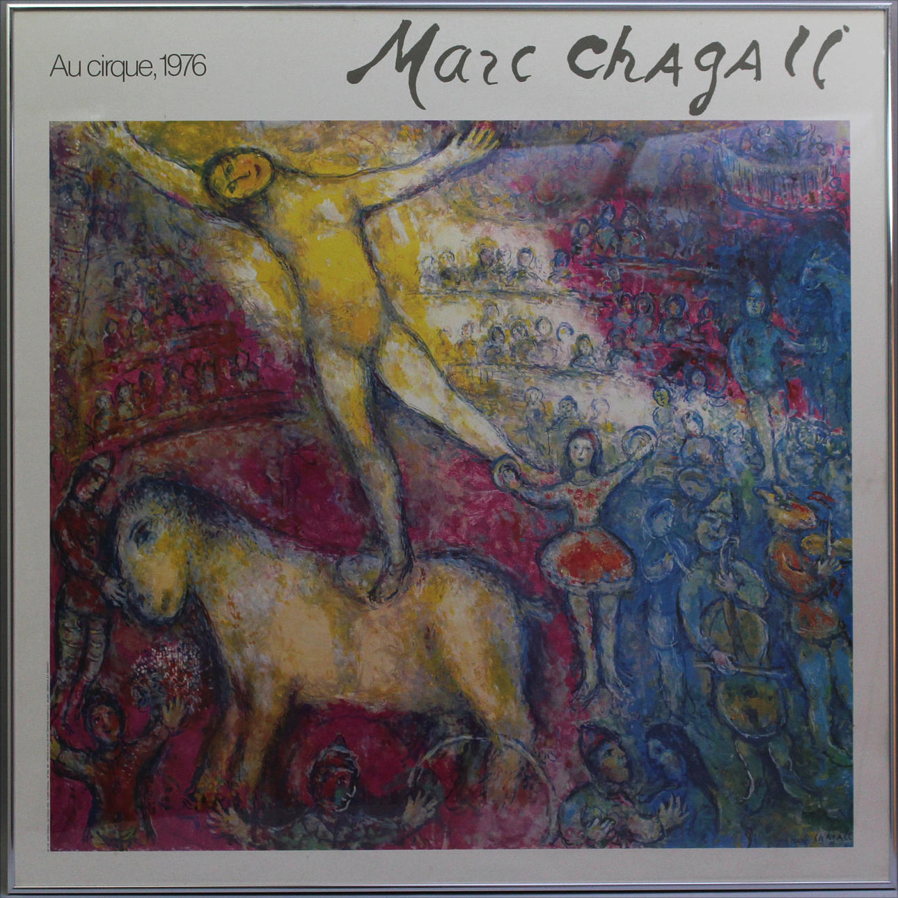 MARC CHARGALL. Affisch. "Au cirque 1976". Offsettryck. Signerad i trycket.