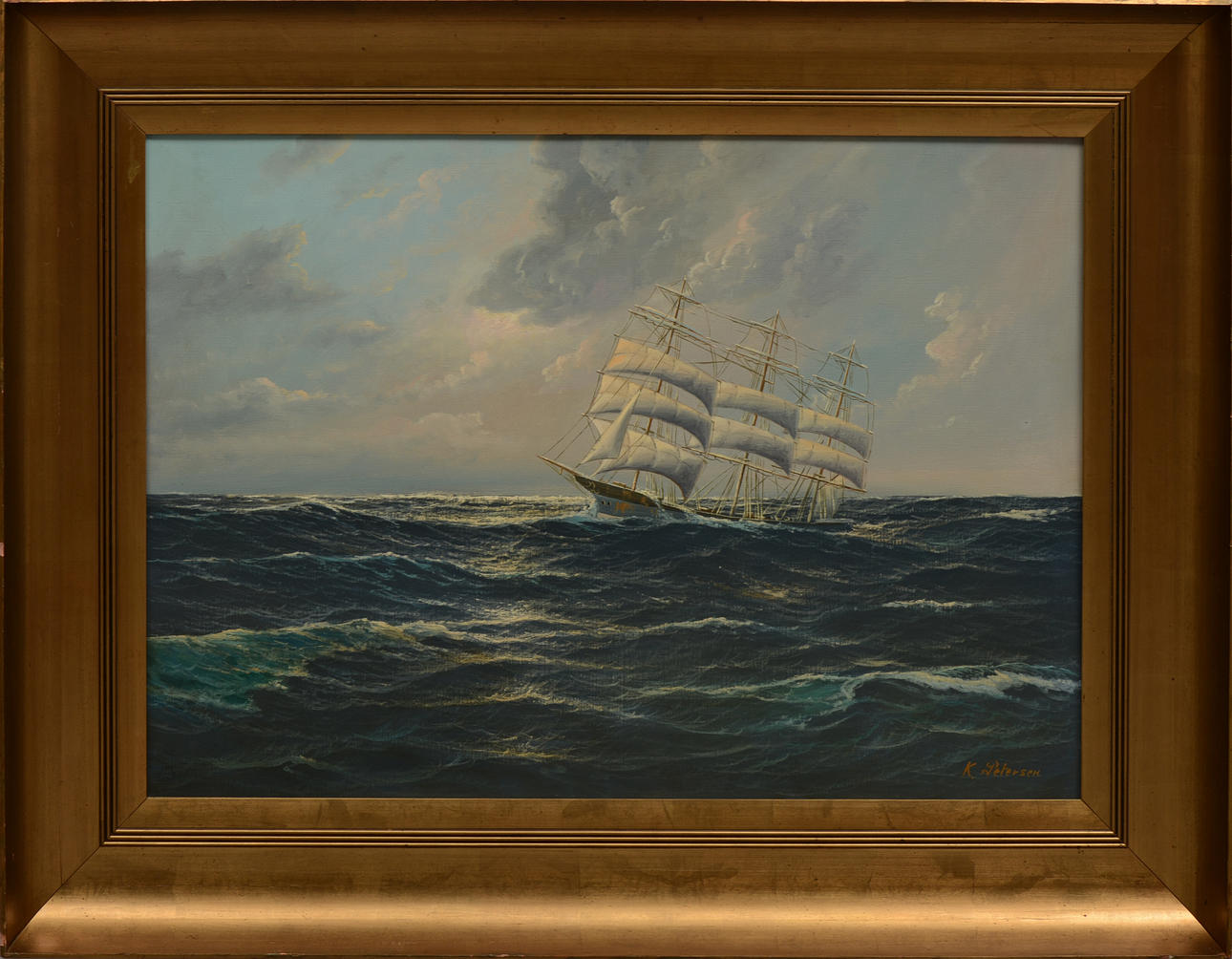 OKÄND KONSTNÄR, olja på duk, sign K Petersen.