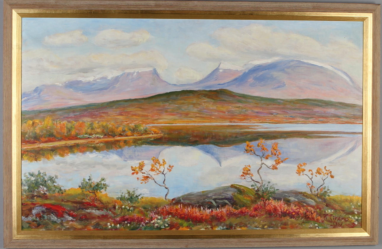 KARL TIRÉN. "Lapporten", olja på duk, signerad och daterad 1945.