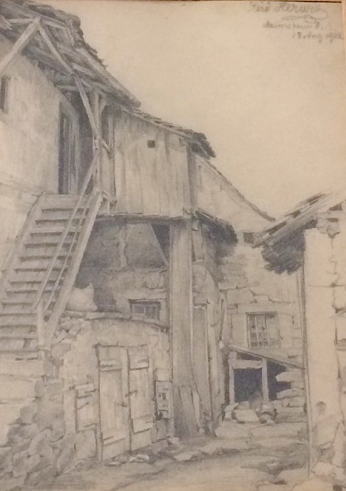 FERDINAND HERWIG. "Meimsheim", framed behind glass, signed and dated.