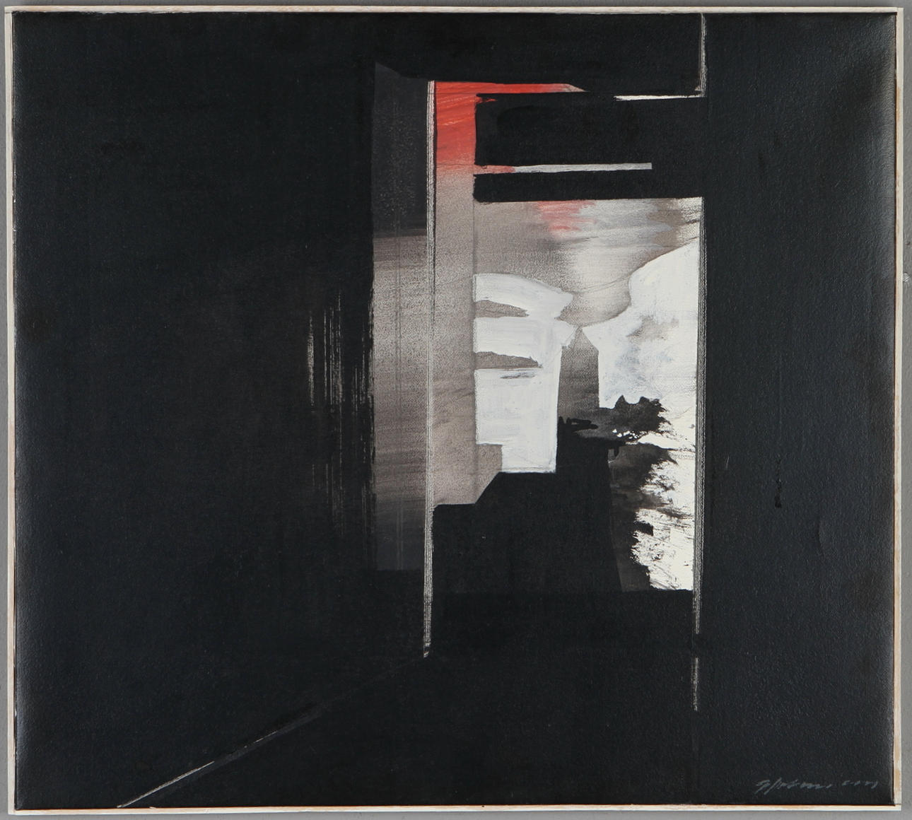 GUNNAR JOHNSSON. Komposition, blandteknik på duk, signerad.