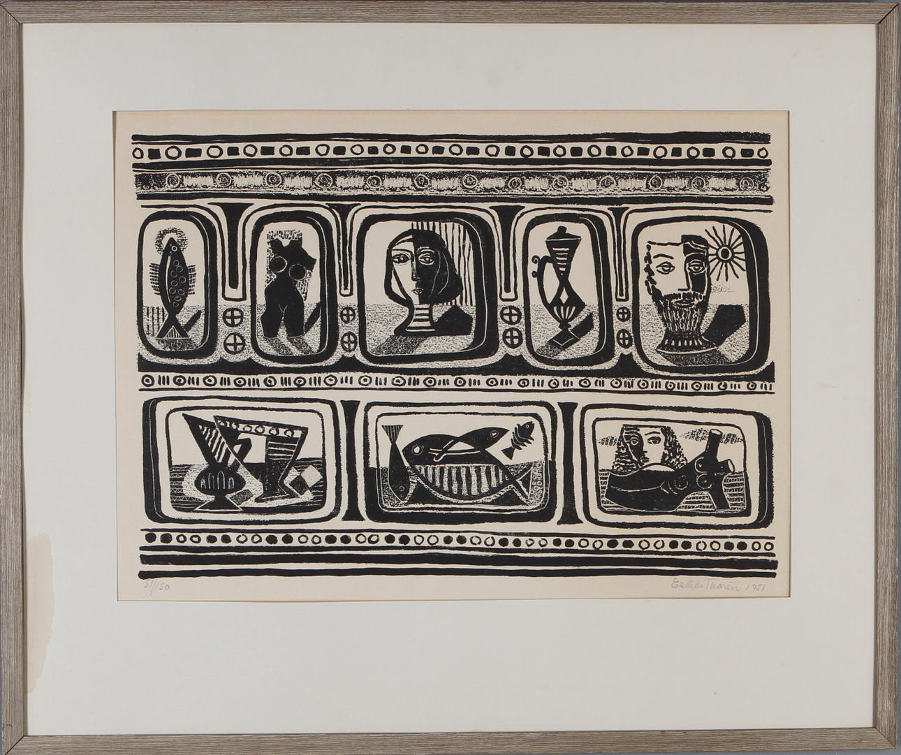 ESAIAS THORÉN. Komposition, litografi, signerad och numrerad 51/150.