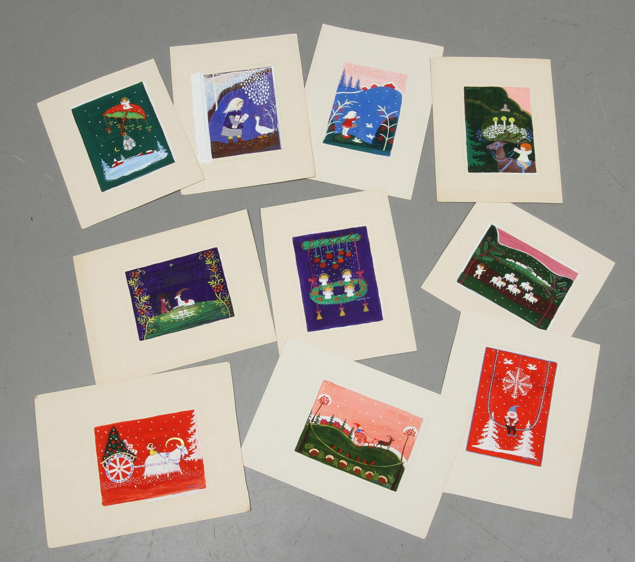 KERTTU KUIKANMÄKI. 10 st, Julmotiv, blandteknik, signerade och daterad 74.