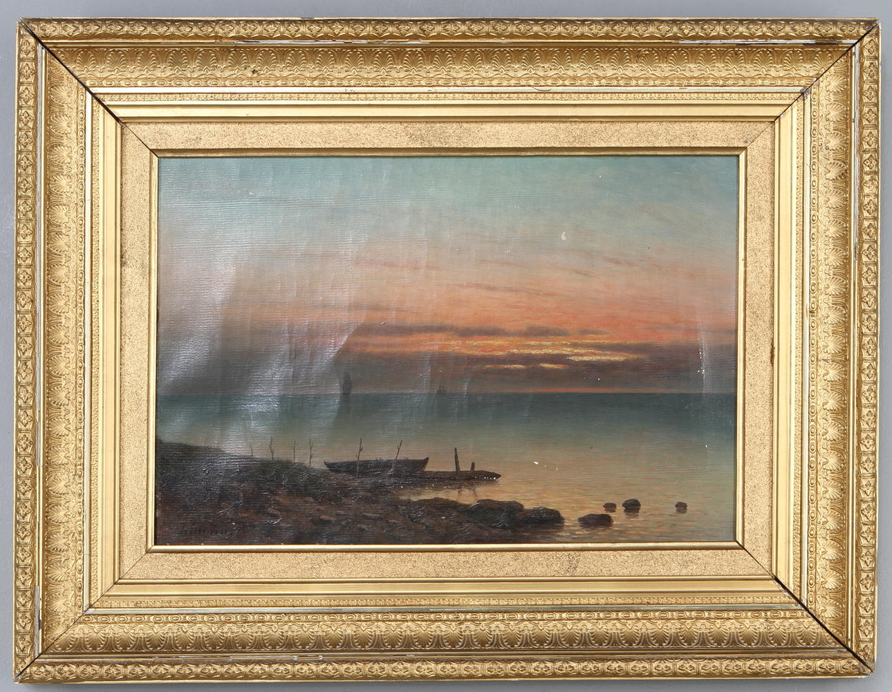 THEODOR BILLING. Marint motiv, olja på duk, signerad.