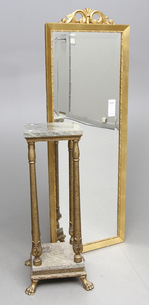 PIEDESTAL samt SPEGEL 1900-talets mitt.