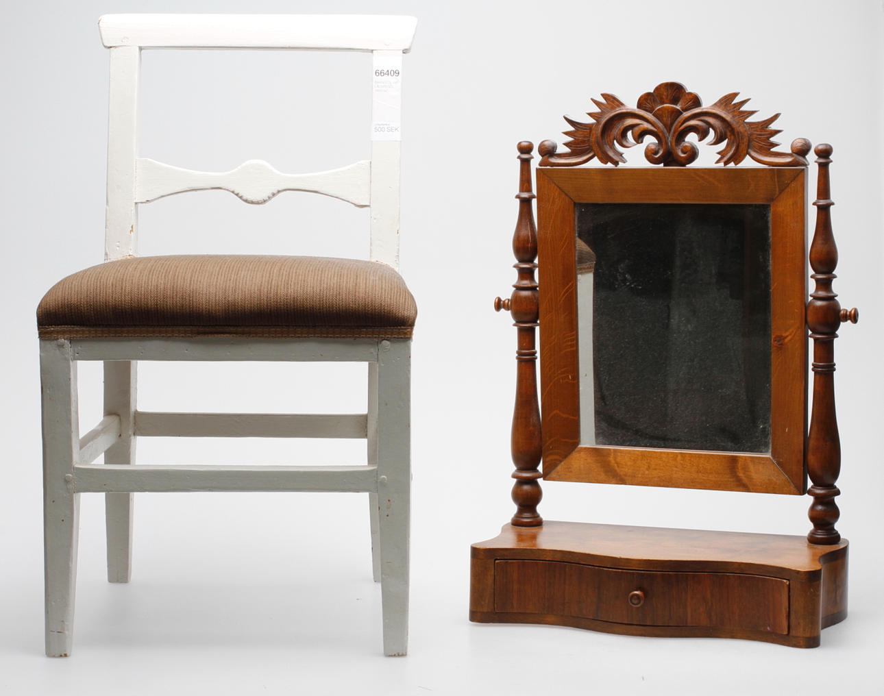 BARNSTOL och LÅDSPEGEL 1800-tal.