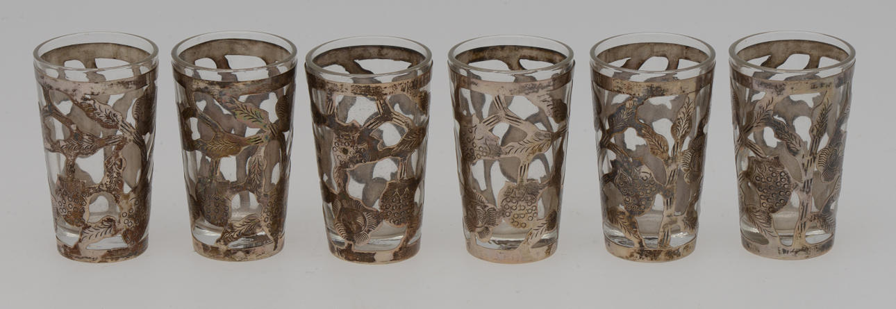 SNAPSGLAS, 6 st, glas med silvermontering, Mexico.