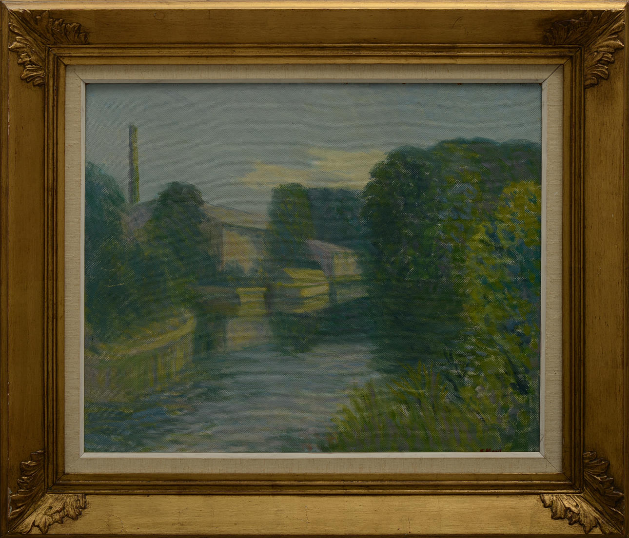 SVEN MOELL. "Från Säveån" Olja på pannå, signerad.