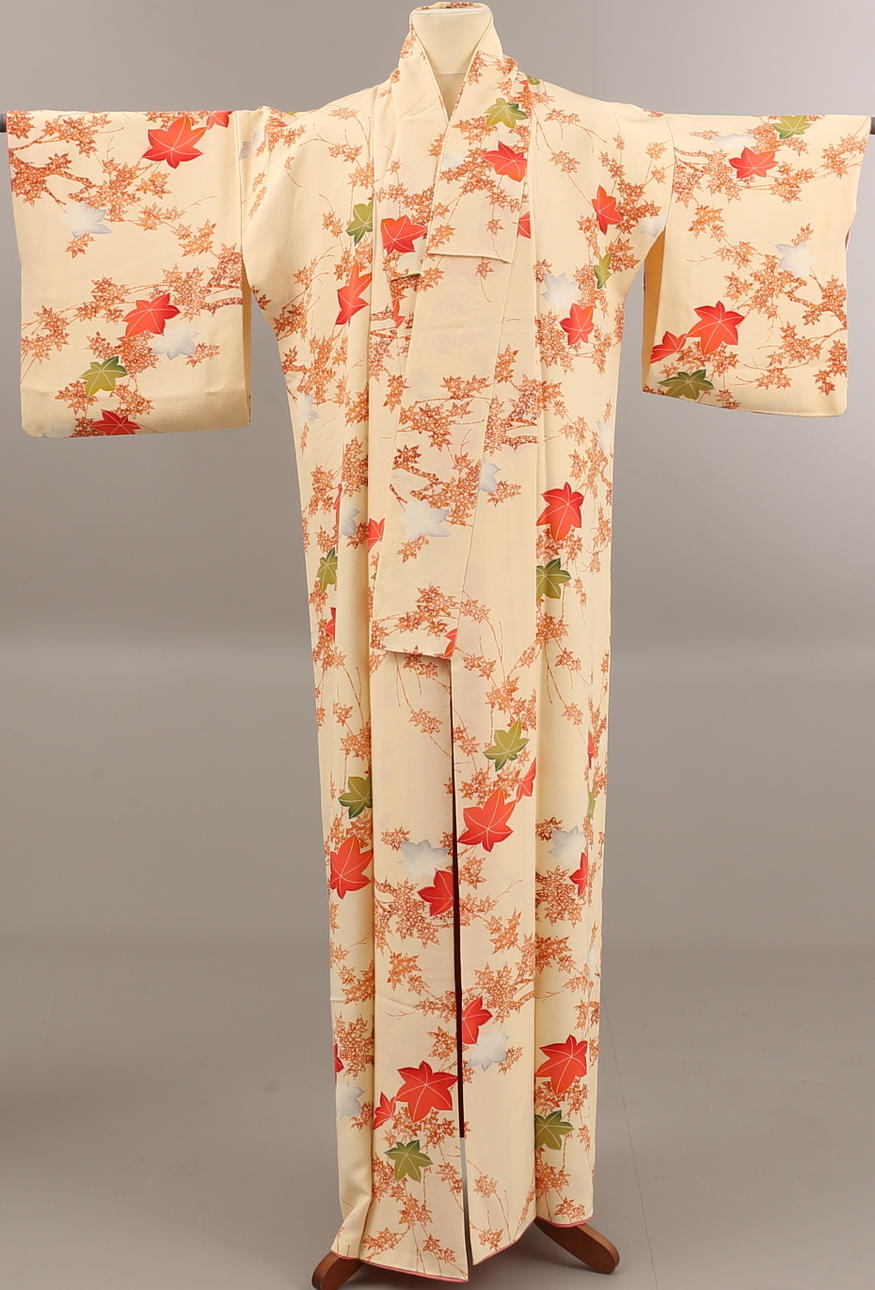 KIMONO, seda, "Komon", segunda mitad del siglo XX.