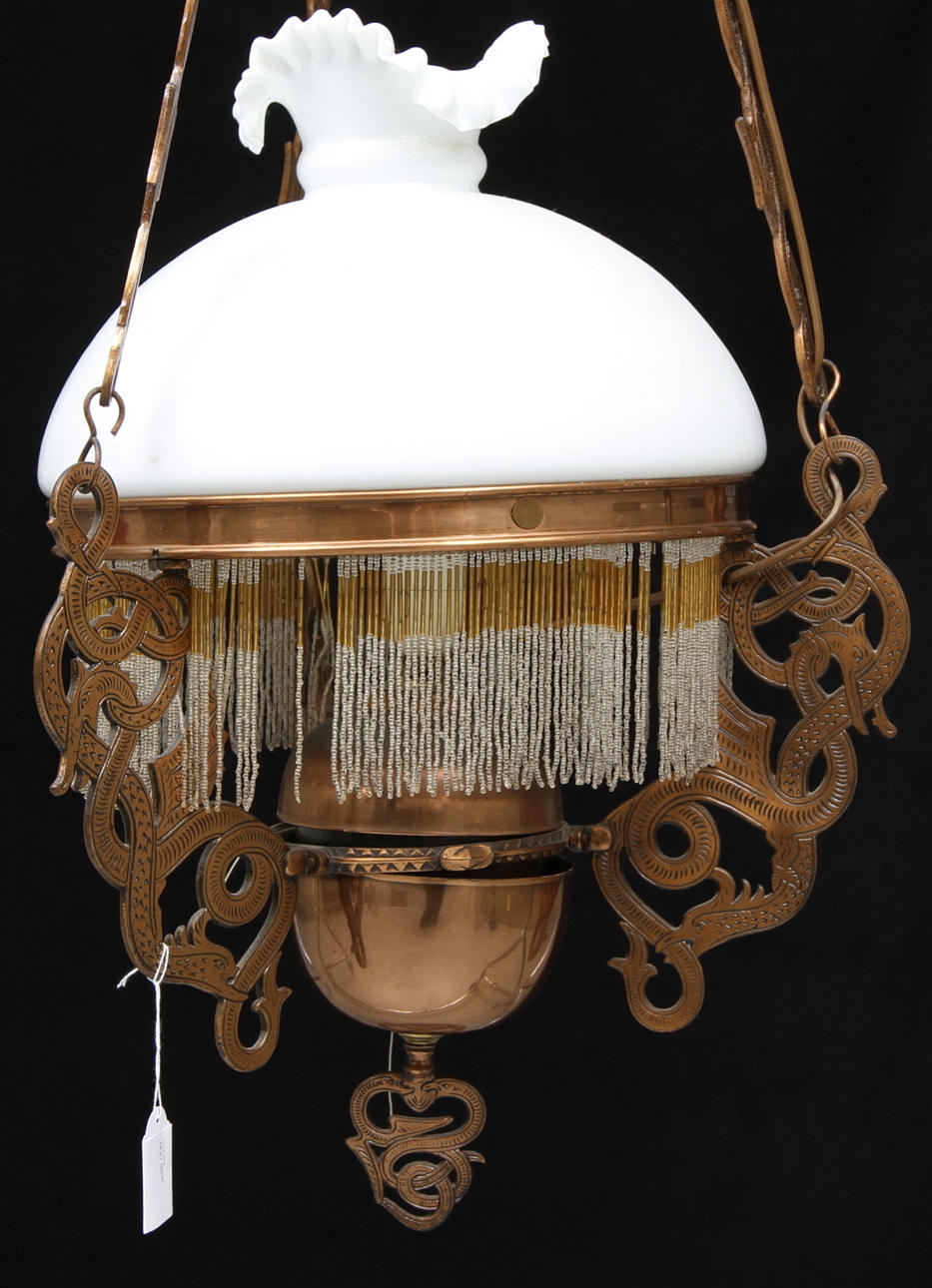 HÄNGFOTOGENLAMPA, koppar, 1900 talets första hälft.