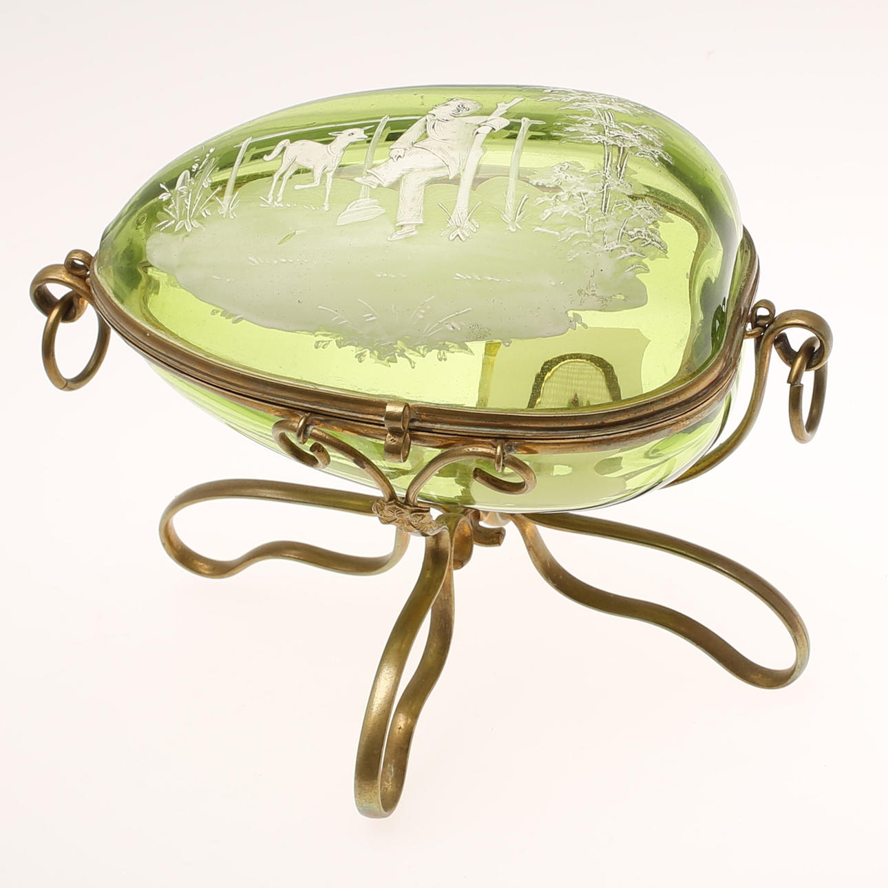 SMYCKESKRIN, glas och mässing, 18/1900-tal.