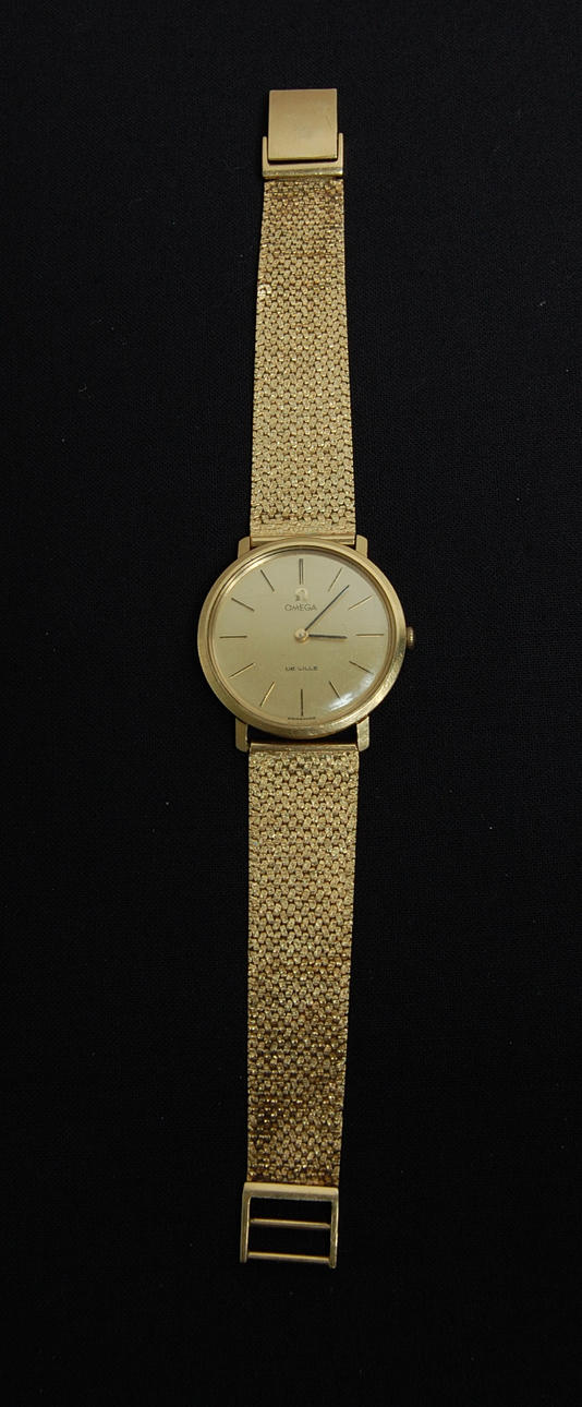 HERRARMBANDSUR, Omega, De Ville 18 karat guld, med länk i 18 Karat guld, vikt 60 gram.