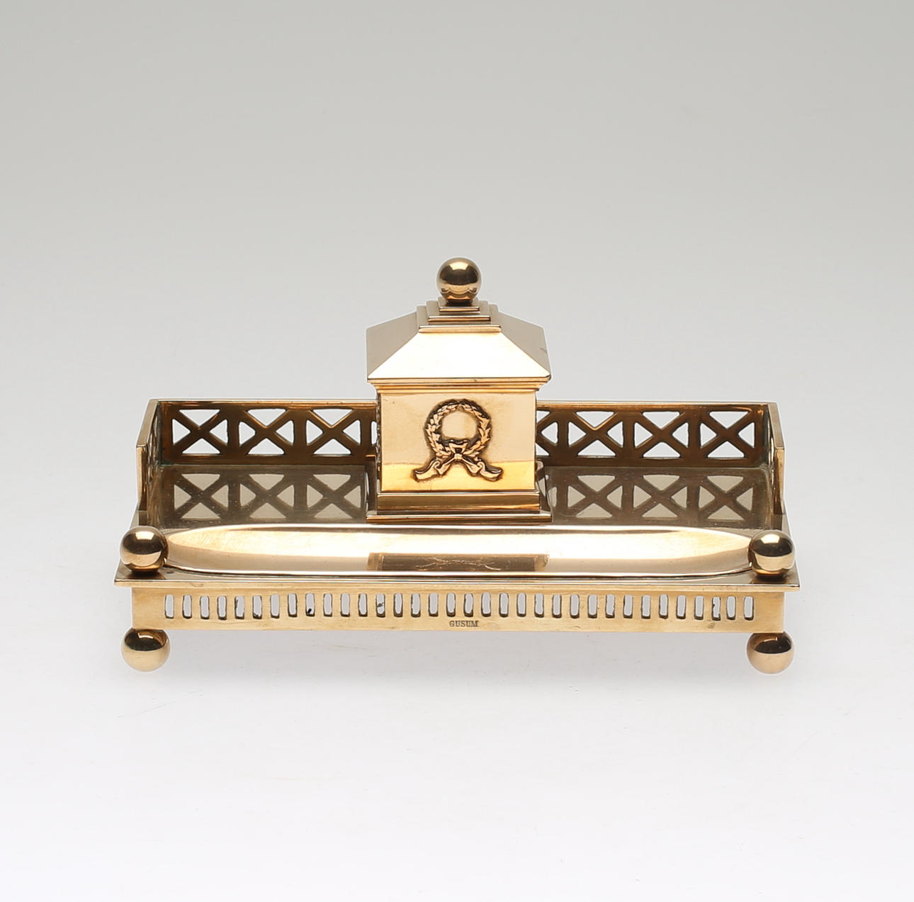 DESK SET, brass, Gusum, 1900s.