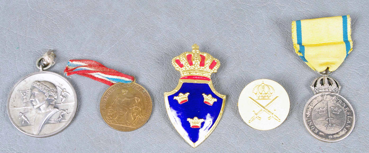 MEDALJER, 5 stycken.