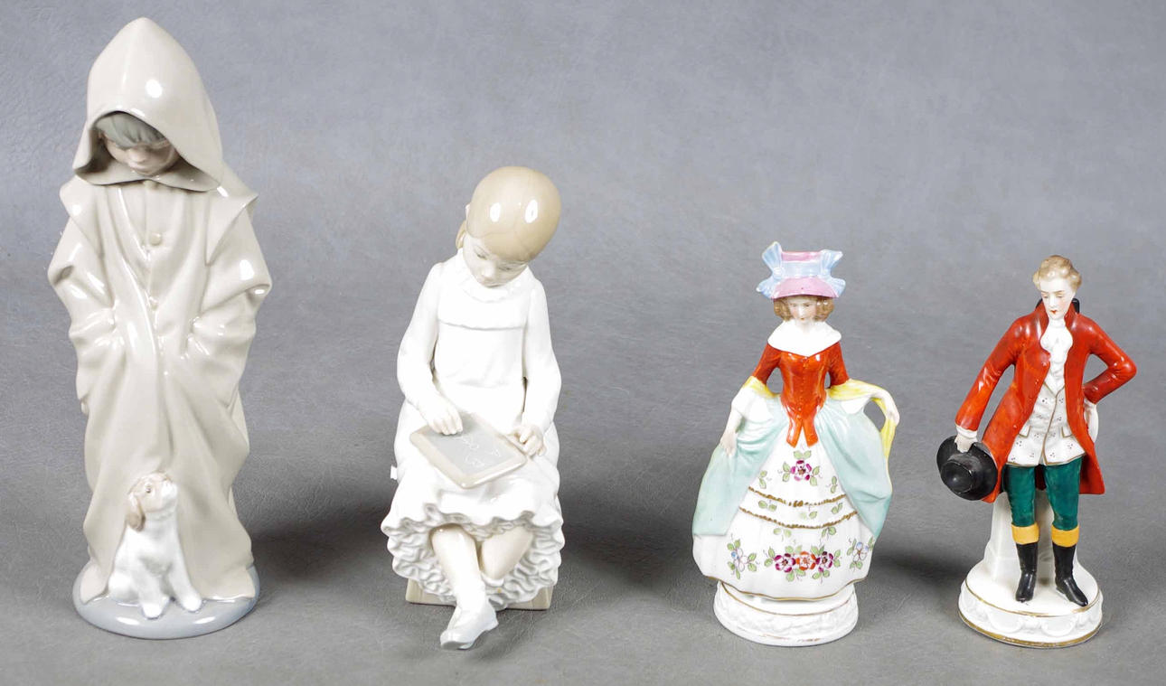 PORSLINSFIGURER, 4 stycken bl.a. Nao.