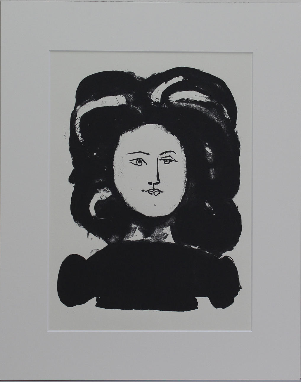 PABLO PICASSO. EFTER. Tete de femme a la chevelure. 1975. Litografi. Osignerad.