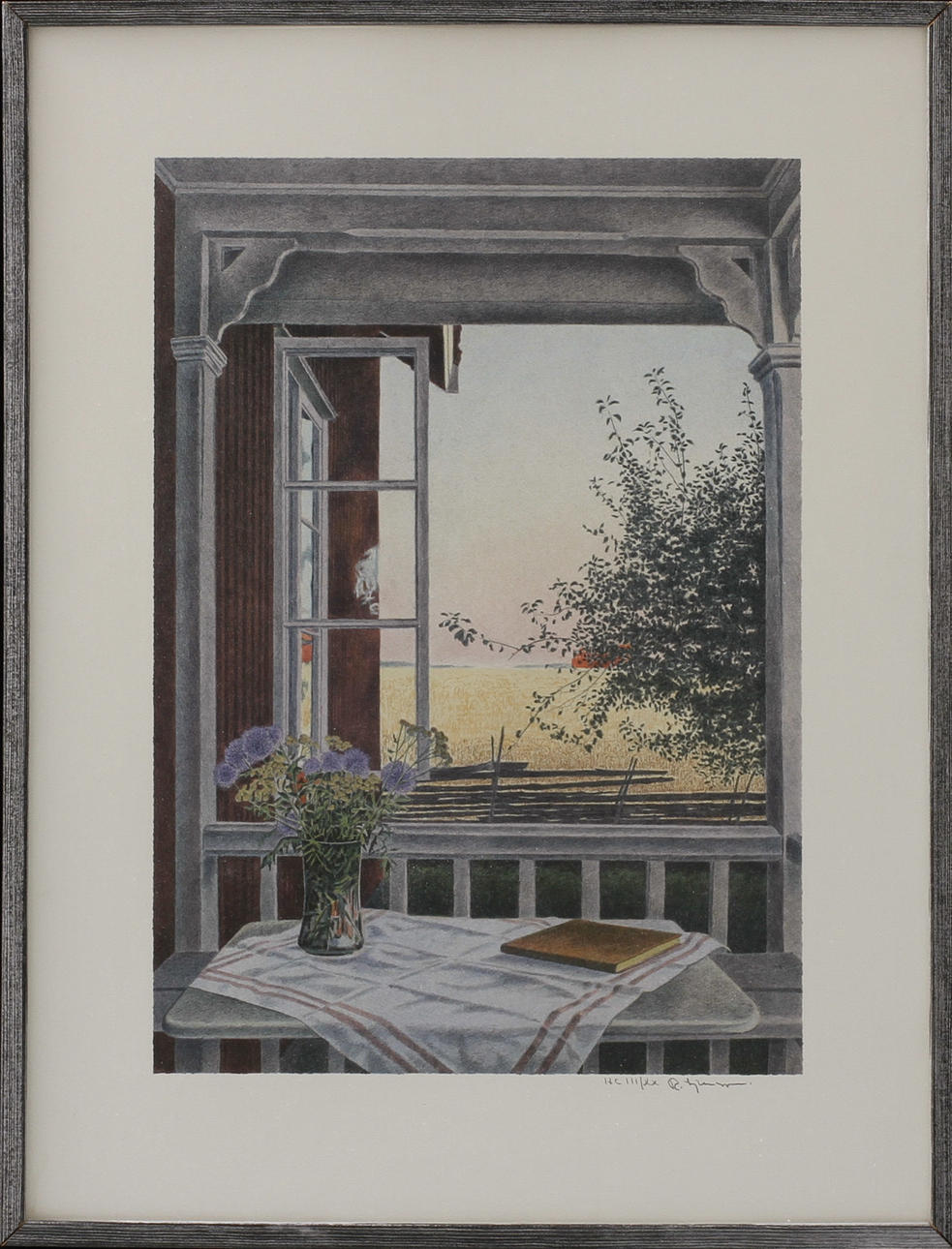 REINHOLD LJUNGGREN. View from a window, lithograph, signed and numbered.