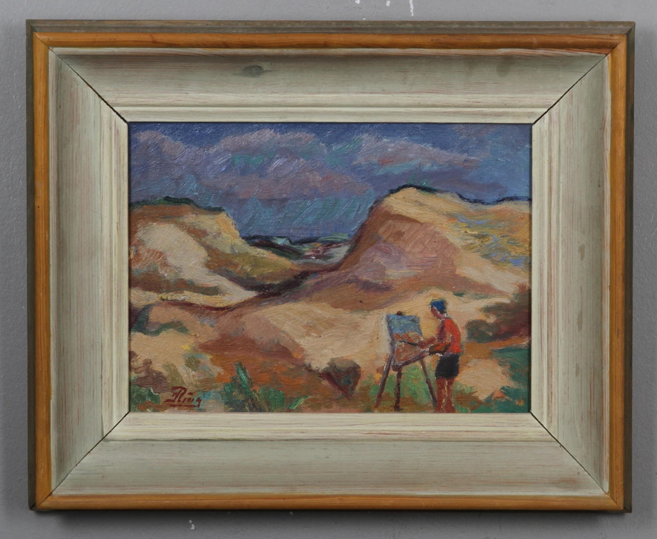 IVAN RING. Konstnär vid staffli, Skagen. Olja på pannå. Signerad Ring.