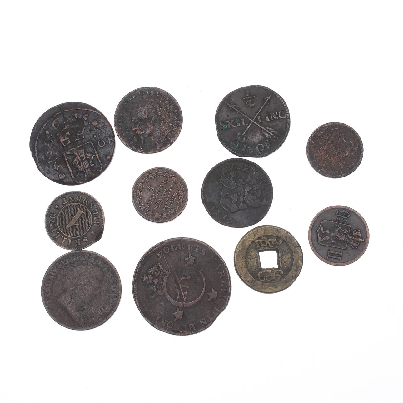 COINS, 11 pcs, 17th-19th century.