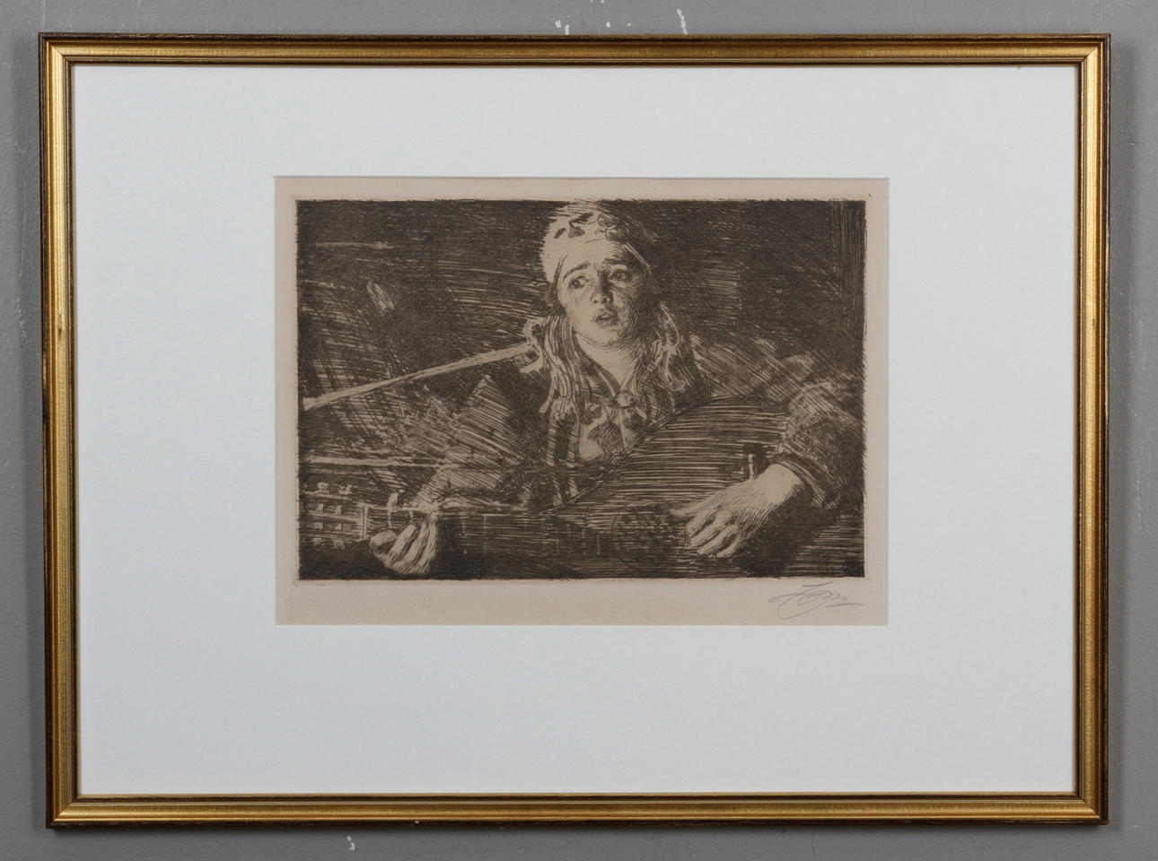 ANDERS ZORN. "Ols Maria". Etsning, signerad och daterad 1919 i plåten.