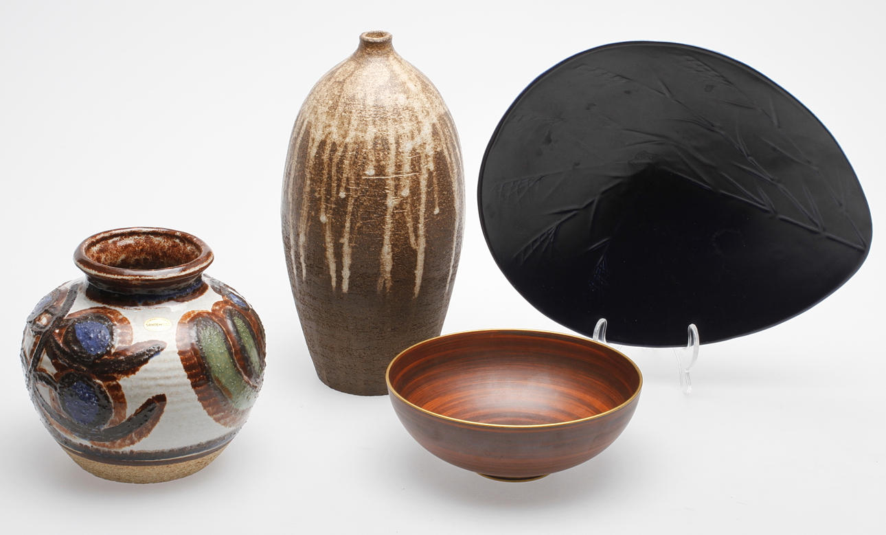 KERAMIKFÖREMÅL, 4 delar, bl.a. ALP Lidköping modell Nylund, Bobergs fajansfabrik, Söholm.