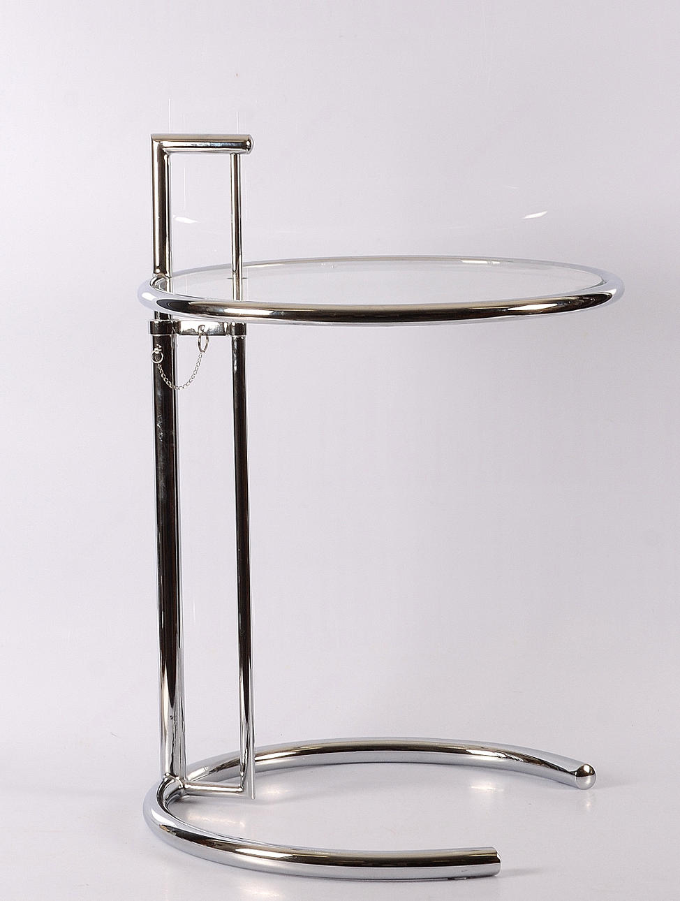 BORD, krom/glas, efter Eileen Gray.