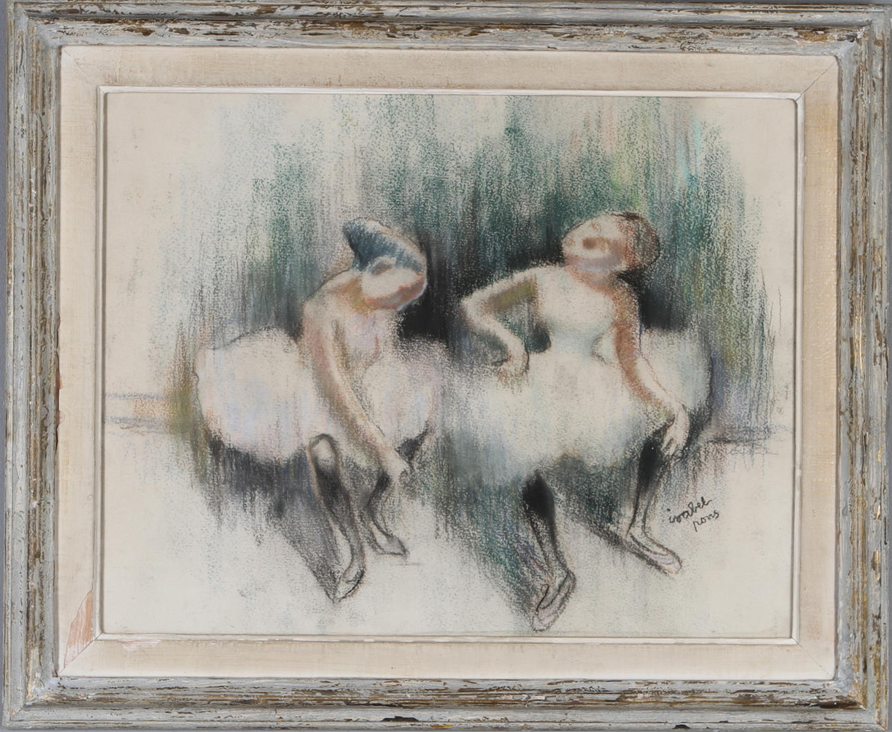 ISABEL PONS. Ballerinor, pastell, signerad.