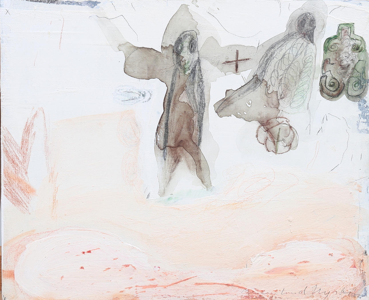 HELMTRUD NYSTRÖM. Untitled. Signed. Mixed media on Board.