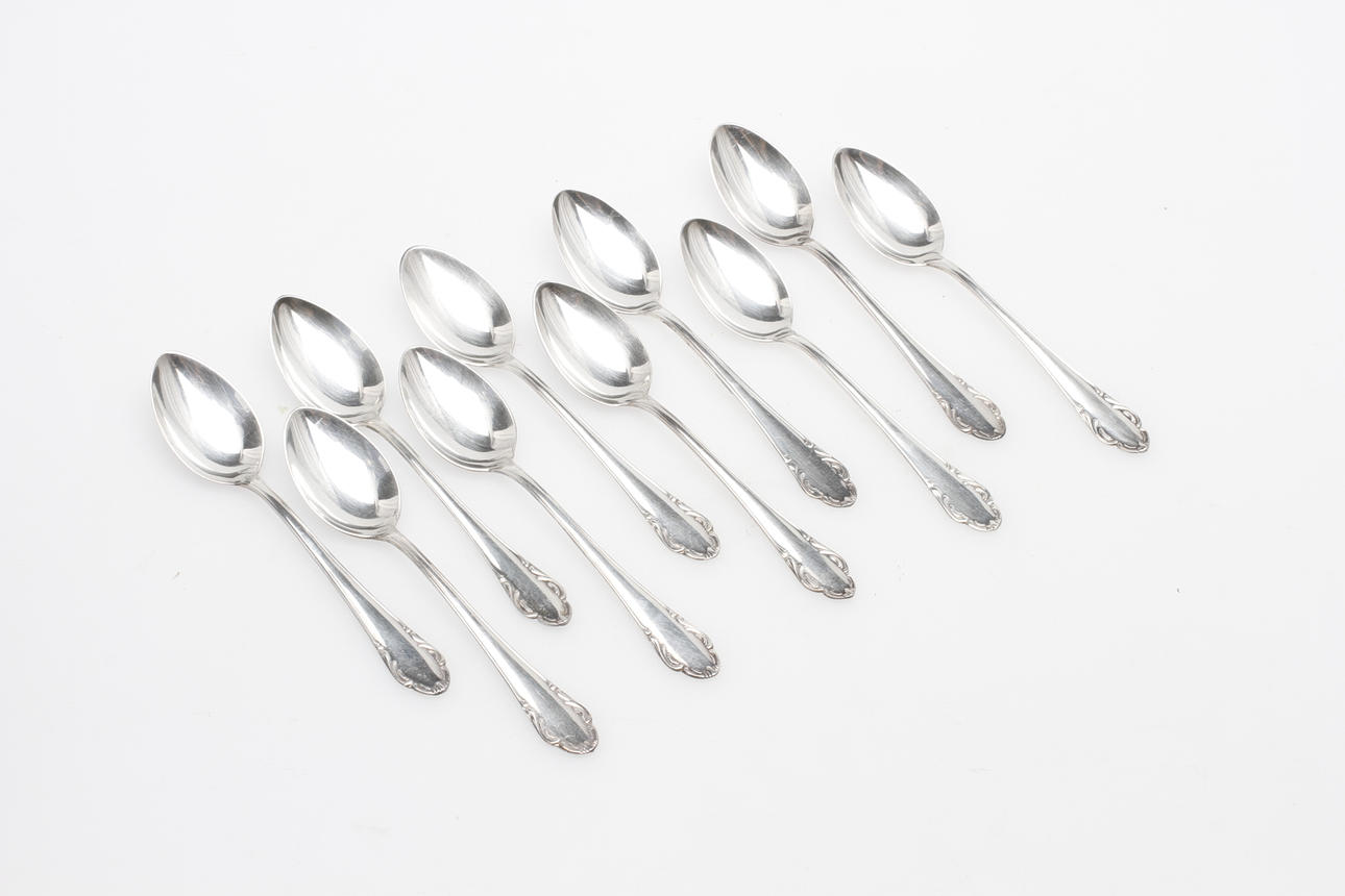 TESKEDAR, 10 st, Silver, Haga, Skandia, 146 gram.