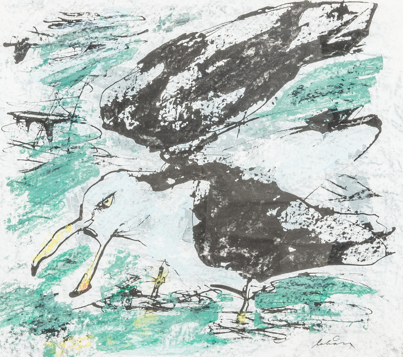 LARS ERIK HÅKANSSON. Bird, ink/acrylic, signed.