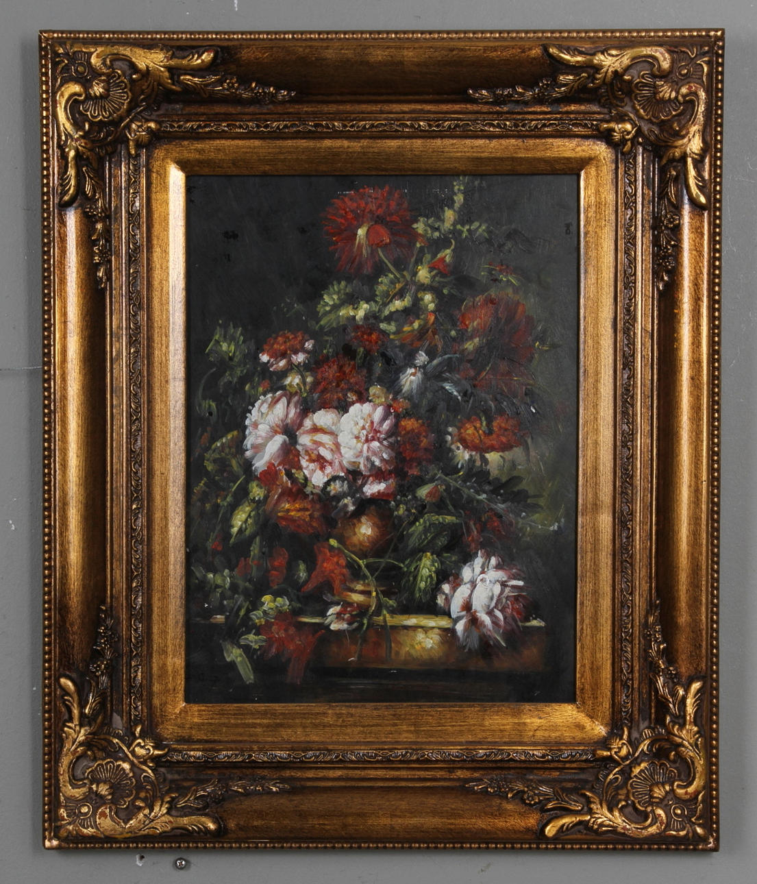 OKÄND KONSTNÄR. Stilleben med blommor. Olja på pannå. Osignerad.