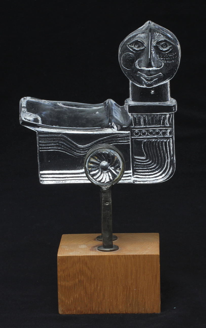 SKULPTUR, glas, Bertil Wallien, Boda trä, osign, 1900-tal.