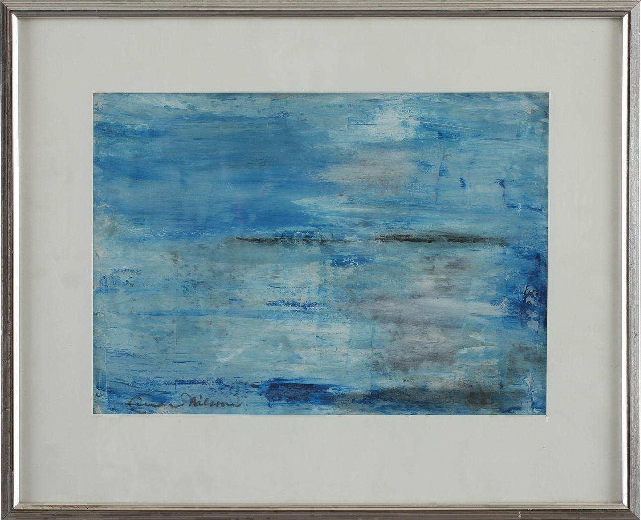 EINAR NILSSON. "Blå morgon" blandteknik.