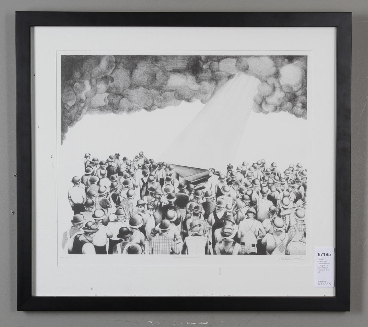 OKÄND KONSTNÄR. "Announcement". Litografi, EA. Signerad och numrerad 4/10.