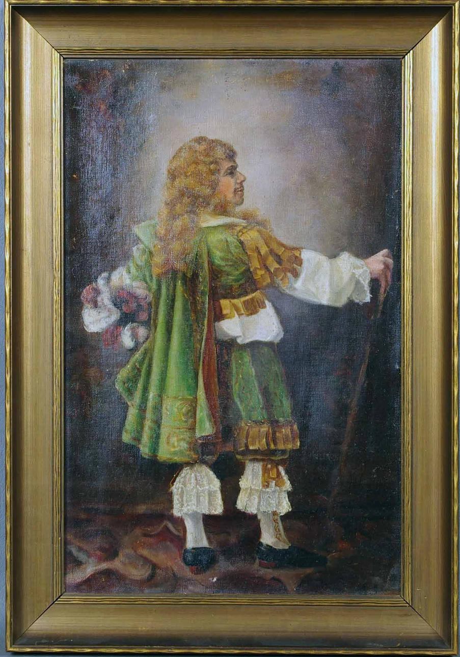 OKÄND KONSTNÄR. man i 1700-tals kläder, olja på duk.