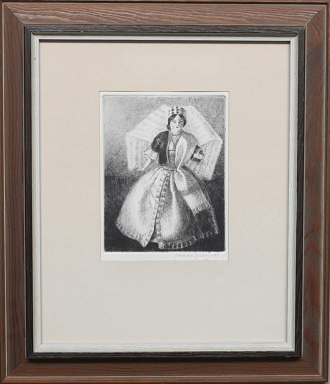 SUSANNE GULLBY. "The Doll". Etching, signed and dated -80.