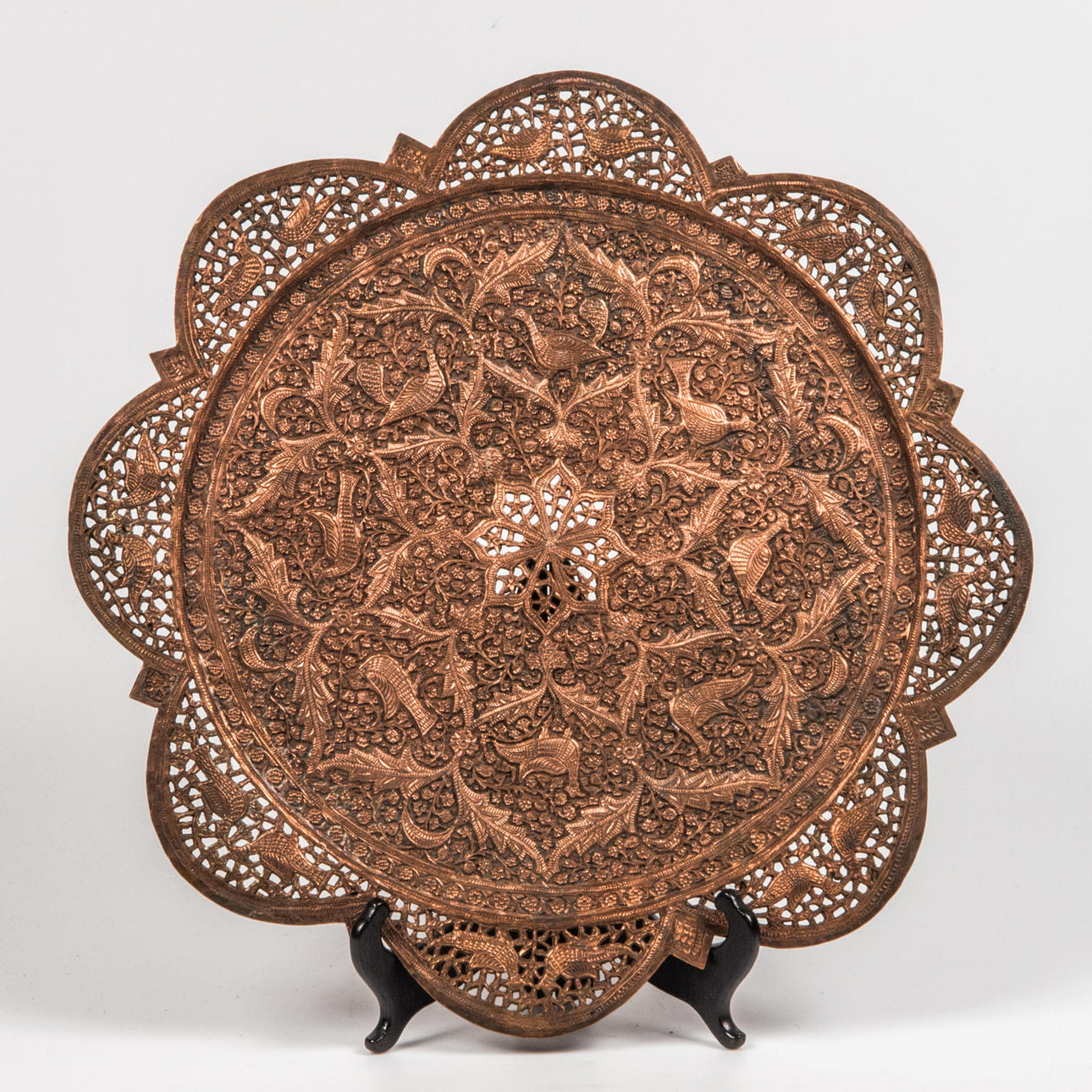 TABLETT, durchbrochenes Kupfer, orientalisch.